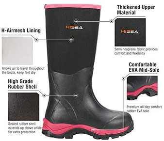 Women's Hunting Boots Insulated Rubber Boots Waterproof Muck Neoprene Boots Outdoor