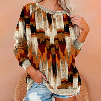 Ladies western ethnic print sweatshirt