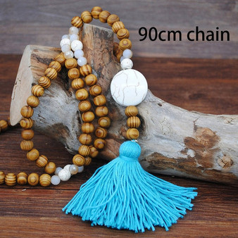 Bohemian Wood Bead Necklace Ethnic Design Unisex Necklace with Summer Clothing