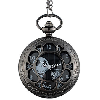 IBEINA Black Nightmare Before Christmas Quartz Pocket Watch