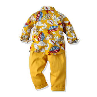Boy Clothing Sets  Long Sleeve Floral Shirts+Pants 2PCS Outfits