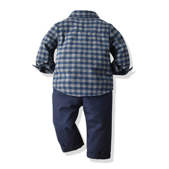 Baby Boy Clothing Sets  Long Sleeve Plaid Shirts+Pants 2PCS Outfits