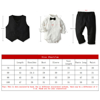 Baby Boy Clothing Sets White Shirts+Vest+Pants 3PCS Outfits