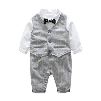 Baby Boys Gentleman Clothes Newborn Boy Bow tie Shirt+Overalls 2PCS Outfits Sets