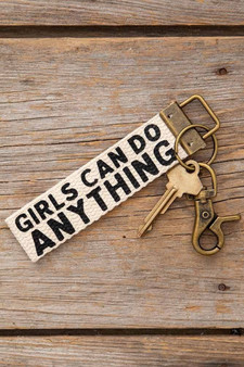 Natural Life Canvas Key Fob Girls Can do Anything