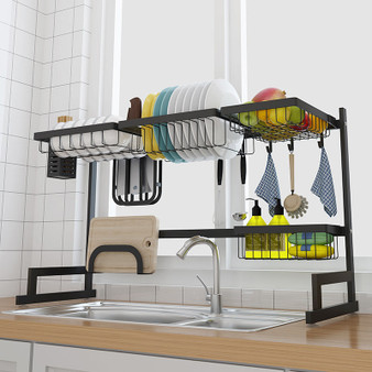 Stainless Steel Kitchen Shelf Organizer Dishes Drying Rack Over Sink