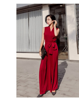 V-neck Jumpsuits Wide Leg