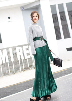 Summer Maxi Skirt High Waist Pleated