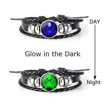 12 Constellation Zodiac Sign Leather Bracelet