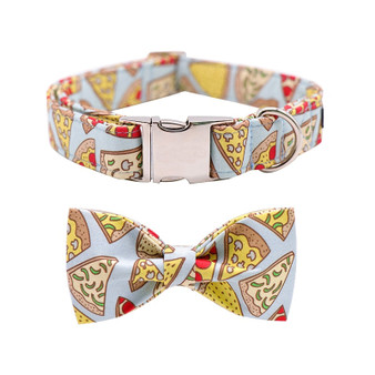 Pizza Lover Dog Collar w/ Detachable Bow