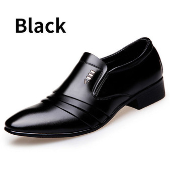BIMUDUIYU Luxury brand PU Leather Fashion Men Business Dress Loafers Pointy Black Shoes Oxford Breathable Formal Wedding Shoes