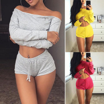 Women's 2pcs Cropped Tops Shorts Sets