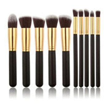 10 pcs Synthetic Kabuki Makeup Brush Set Cosmetics Foundation blending blush makeup tool