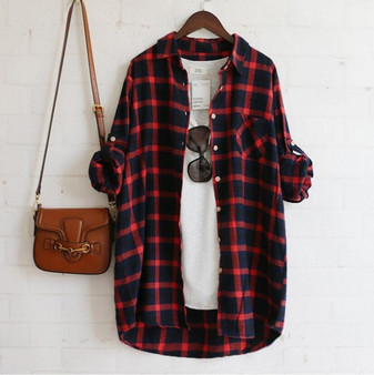 Autumn Flannel Plaid Casual Women Shirts