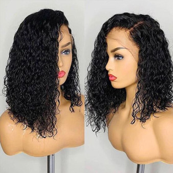 Curly Bob Lace Front Human Hair Wigs For Black Women Peruvian Remy Hair 13x4 Pre Plucked HD Transparent Lace Frontal Wig