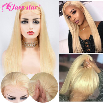 Brazilian Lace Wig 4*4 Straight Lace Closure Wig Human Hair Blonde Wig Pre-plucked with Baby Hair Jazz Star Non-Remy
