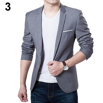 Men Slim Autumn Suit  Blazer Formal Business Fashion Male Suit One Button Lapel Casual Long Sleeve Pockets Top