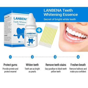 10ml LANBENA Teeth Whitening Essence Liquid Oral Hygiene Cleaning Serum Removes with 1 Pack Cotton Swab