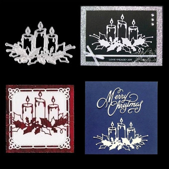 Metal Cutting Dies Christmas Burning Candle Stencils for DIY Embossing Scrapbook Album Paper Card Decoration Craft