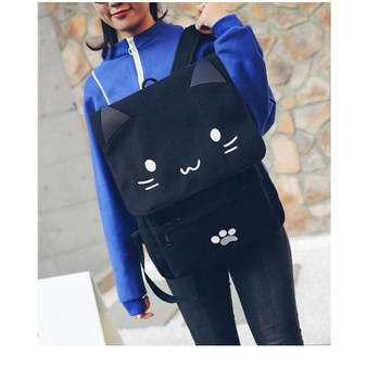 Neko Cat Canvas Backpack Kawaii School Bag #JU2404
