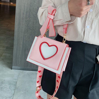 Sweet Heart and Bow Handbag Kawaii Messenger Bag #JU2620