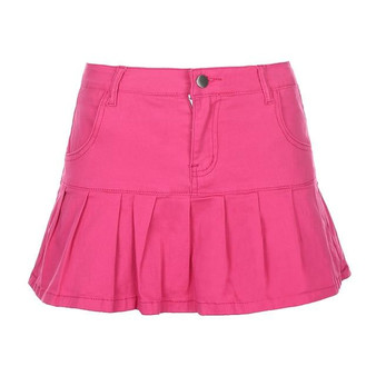 High Waist Pleated Denim Skirt Kawaii Mini #JU2980