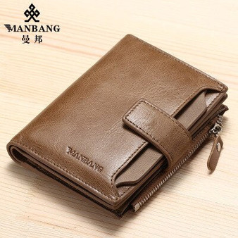 ManBang Classic Style Wallet Genuine Leather Men Wallets Short Male Purse Card Holder Wallet Men Fashion High Quality gift 199