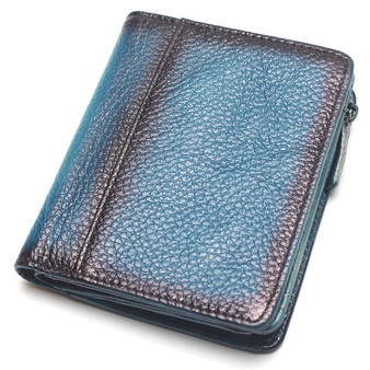 Natural Leather RFID Blocking Men's Top Layer Leather Brushed Wallet Handmade Retro Wallet Pure Leather Leather Coin Purse