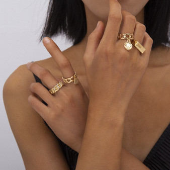 Boho Full Crystal Rings Punk Vintage Circle Love Fashion Ring Bijoux Jewelry