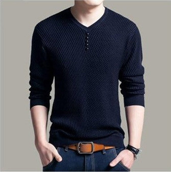 Sweater Men Casual V-Neck Pullover Men Slim Fit Long Sleeve Shirt Mens Sweaters Knitted Cashmere