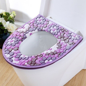 Thick Coral Velvet Toilet Seat Cover Zipper Style Bathroom Closestool Cover Soft Warm Waterproof Toilet Cover Case