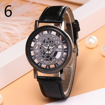 Unisex Roman Dial Leather Wrist Watch