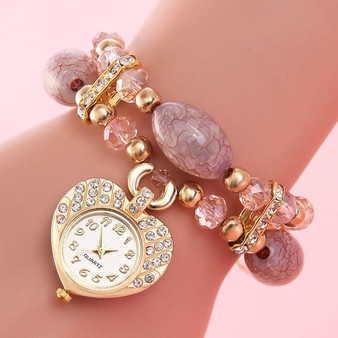 Stunning Rhinestone Heart-Shaped Bracelet Watch