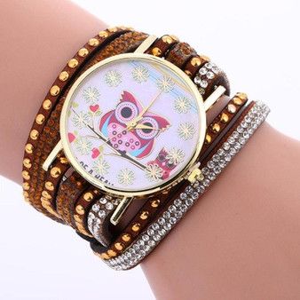 Ladies Elegant Owl Bracelet Wrist Watch