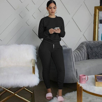 two piece set women 2 piece set stacked leggings clothes for women outfits  stacked pants tracksuit female fall clothes 2020