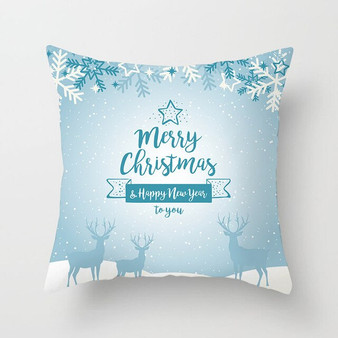 Merry Christmas Elk Cushion Cover Snowflake Tree Printed Pillow Cover for Home Sofa Chair Decorative Pillows 45*45cm