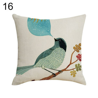 Hummingbird Flower Linen Throw Pillow Case Cushion Cover Sofa Bed Home Decor