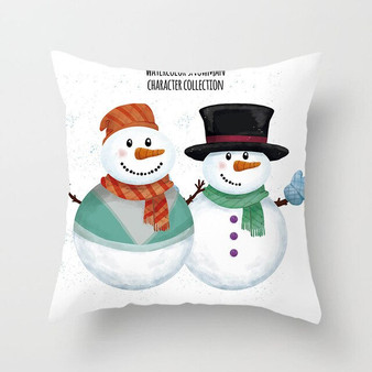 Christmas Printed Pillow Cover Cartoon Style Cushion Cover Deer Snowman Throw Pillow Decorative Pillows For Sofa Car