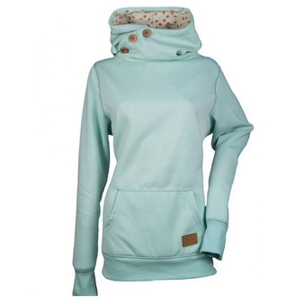 Women Hooded Pullover Pocket Buttons Sweatshirt Long Sleeve Hoodie Autumn Windproof  Warm Tops Oversized Solid Casual Streetwear