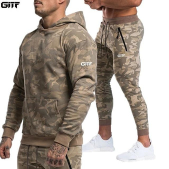 GITF Set Men's Tracksuit Gym Fitness Compression Sports Suit Clothes Running Jogging Sport Camouflage suit