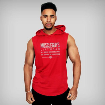 Sleeveless Shirt with hoody Clothing Fitness Men Bodybuilding stringer tank tops Hoodies singlets