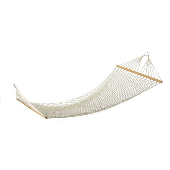 White Outdoor Mesh Cotton Rope Swing Hammock