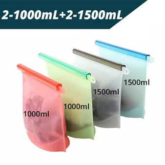 1500ml&1000ml Reusable Silicone Food Storage Bags