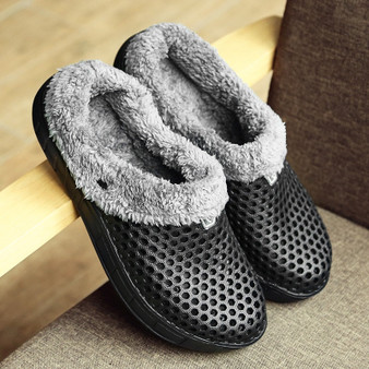 Slippers Fur Warm Fuzzy Plush Garden Clogs Mules Slippers Home Indoor Couple Slippers