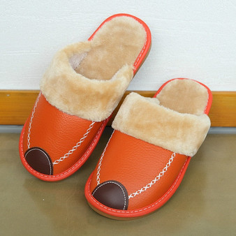 Men Leather Slippers Warm Indoor Slipper Waterproof House Shoes