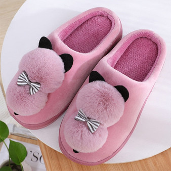 Women's Winter Slippers Cute Cat Women Warm Plush Slip On Flat Female Soft Shoes Ladies House Shoe