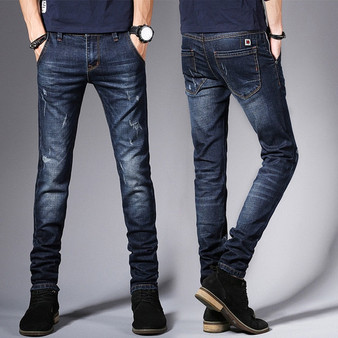 Fashion Men's Jeans Pants Stretch Dark Blue Skinny Jeans For Men Casual Slim Fit Denim Pants Korean Style Male Trousers Jeans