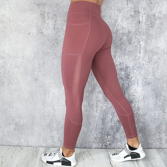 Womans Leggings with Pocket Push Up Activewear Workout High Waist Patchwork (AS)