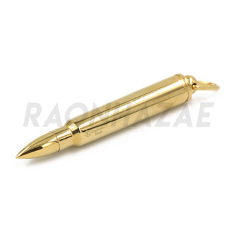 Stainless Steel Gold AK-47 Bullet Pendant w/ 5mm Miami Cuban Chain