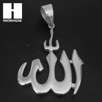 Mens 316L Stainless steel Silver Muslim Islam Allah Pendant SS020